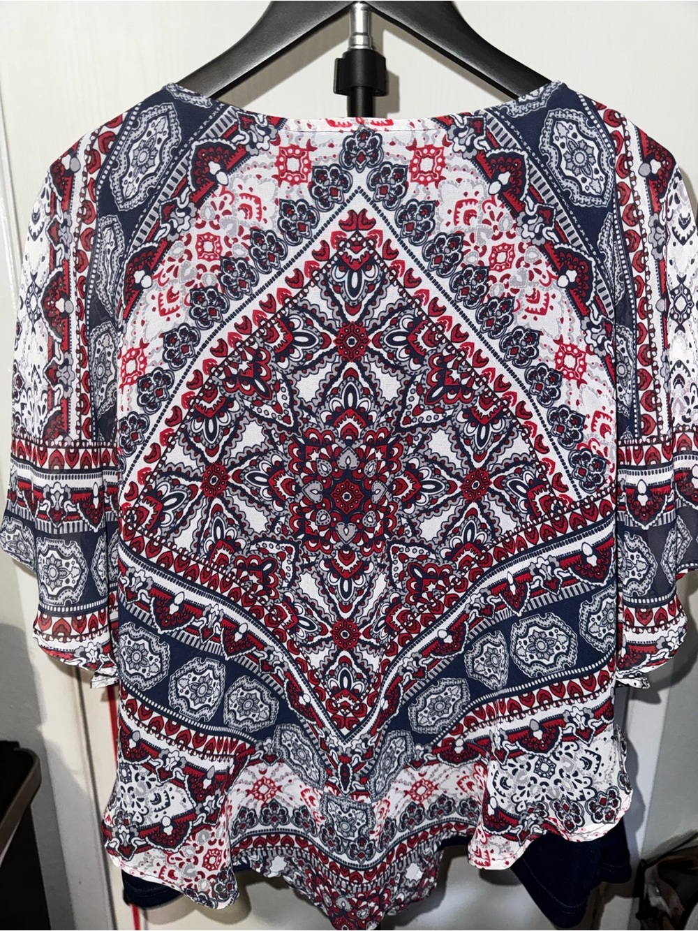 Westport Red, Navy & White Paisley Boho Blouse - Picture 3 of 6